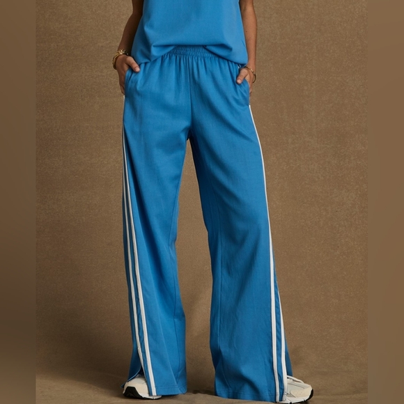 NWT Anthropologie The Upside Blue Juliet Trouser Track PantSlight FlareMed